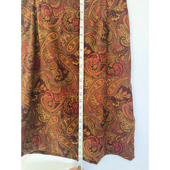 Vintage Midi Skirt Paisley Burgundy Rust Womens 1990s Size 12 Boho Cottagecore - Picture 4 of 8